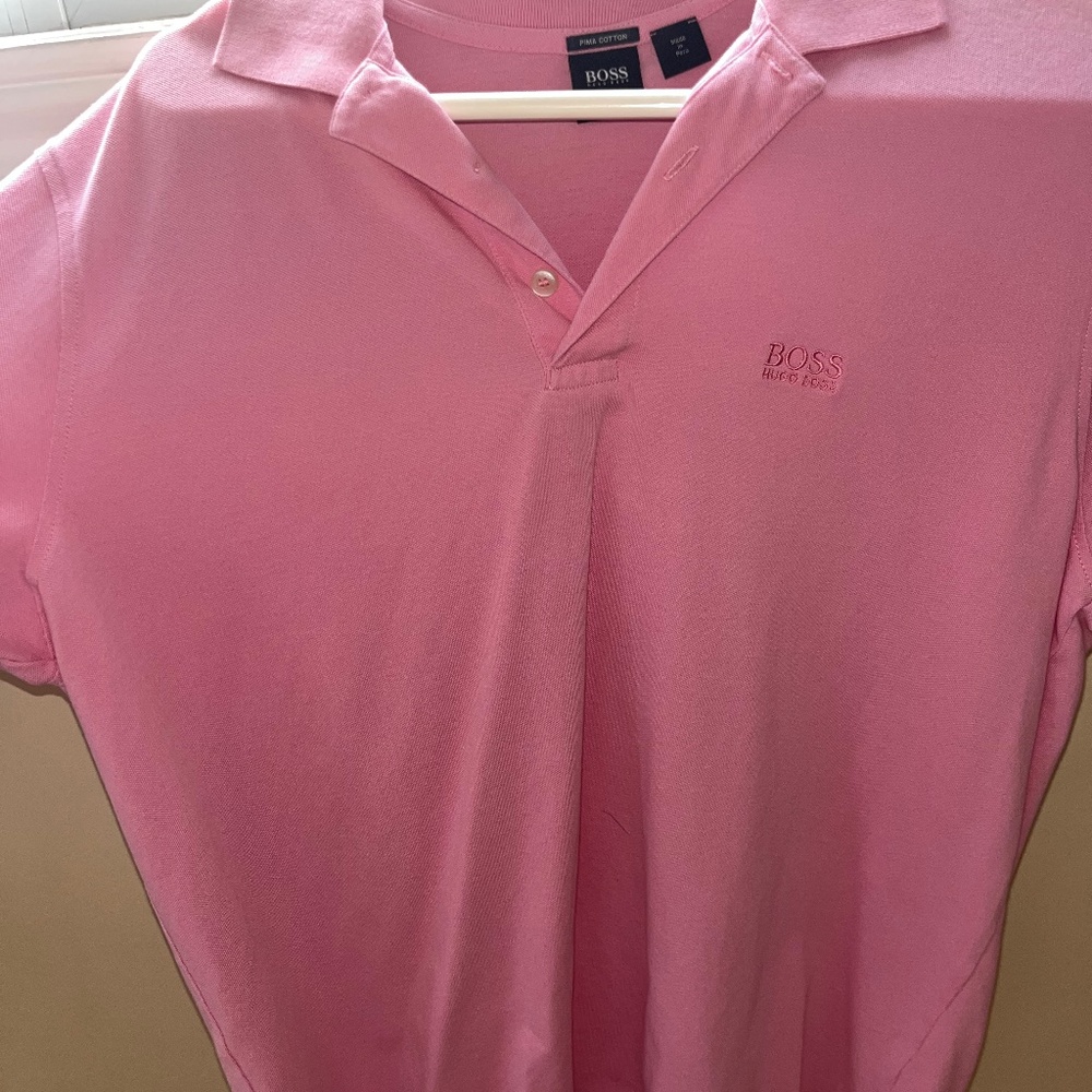 boss pink polo